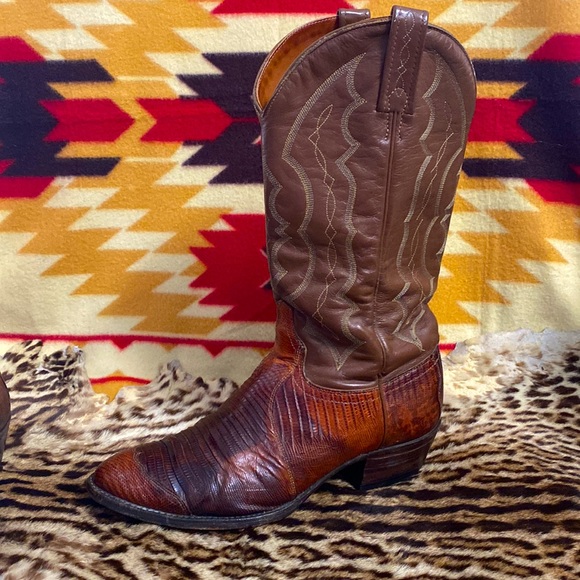Men’s Vintage J. Chisholm Exotic Lizard Western Cowboy Boots - Picture 2 of 9